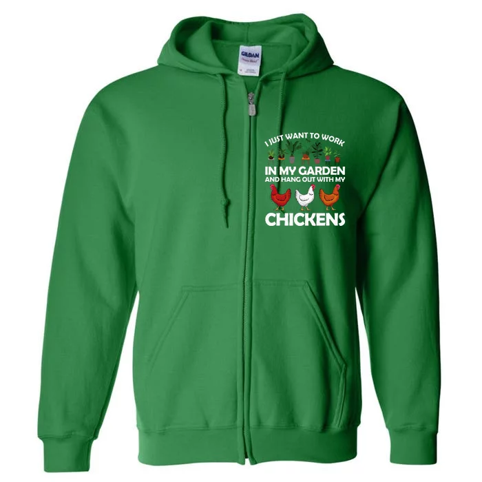 Funny Chicken Art For Women Gardening Chicken Lover Full Zip Hoodie