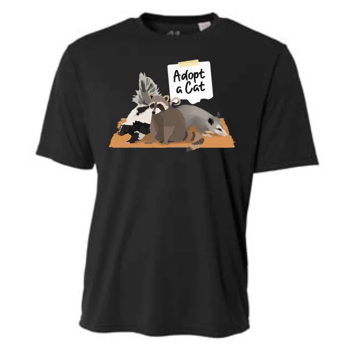 Funny Cute Adopt A Cat Skunk Raccoon Opossum Cooling Performance Crew T-Shirt