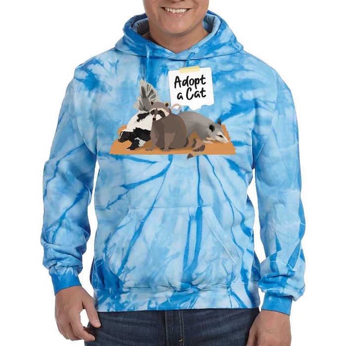 Funny Cute Adopt A Cat Skunk Raccoon Opossum Tie Dye Hoodie