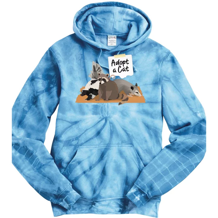 Funny Cute Adopt A Cat Skunk Raccoon Opossum Tie Dye Hoodie