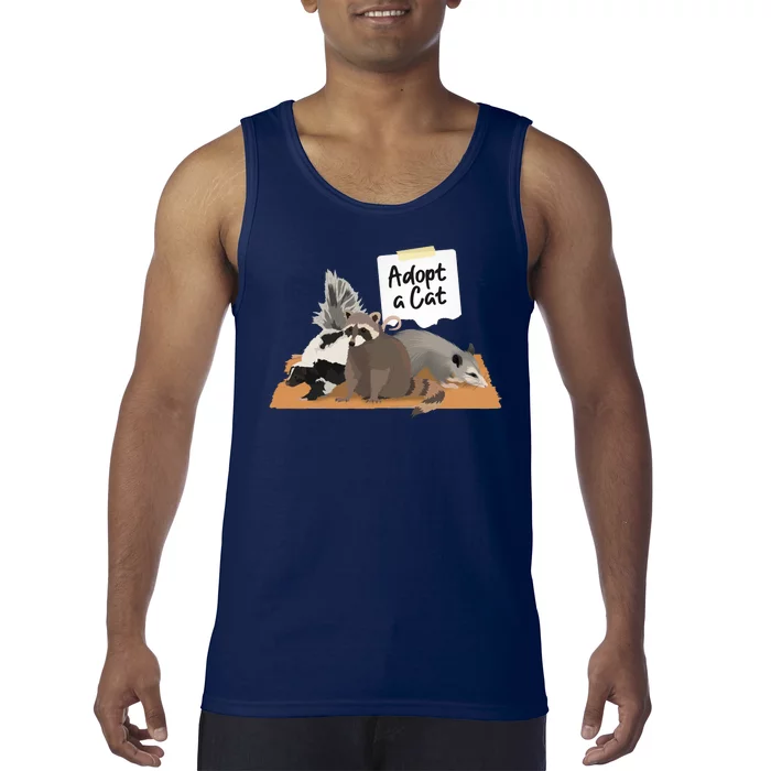 Funny Cute Adopt A Cat Skunk Raccoon Opossum Tank Top