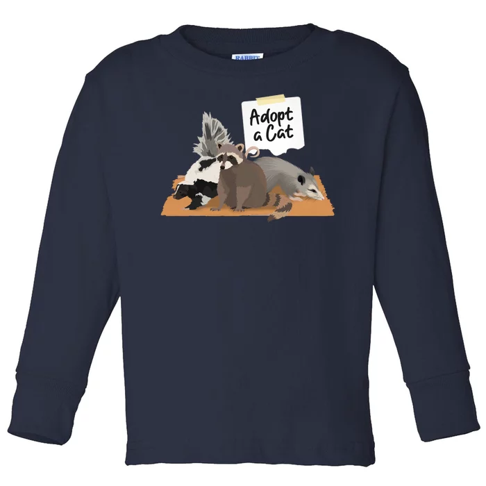 Funny Cute Adopt A Cat Skunk Raccoon Opossum Toddler Long Sleeve Shirt