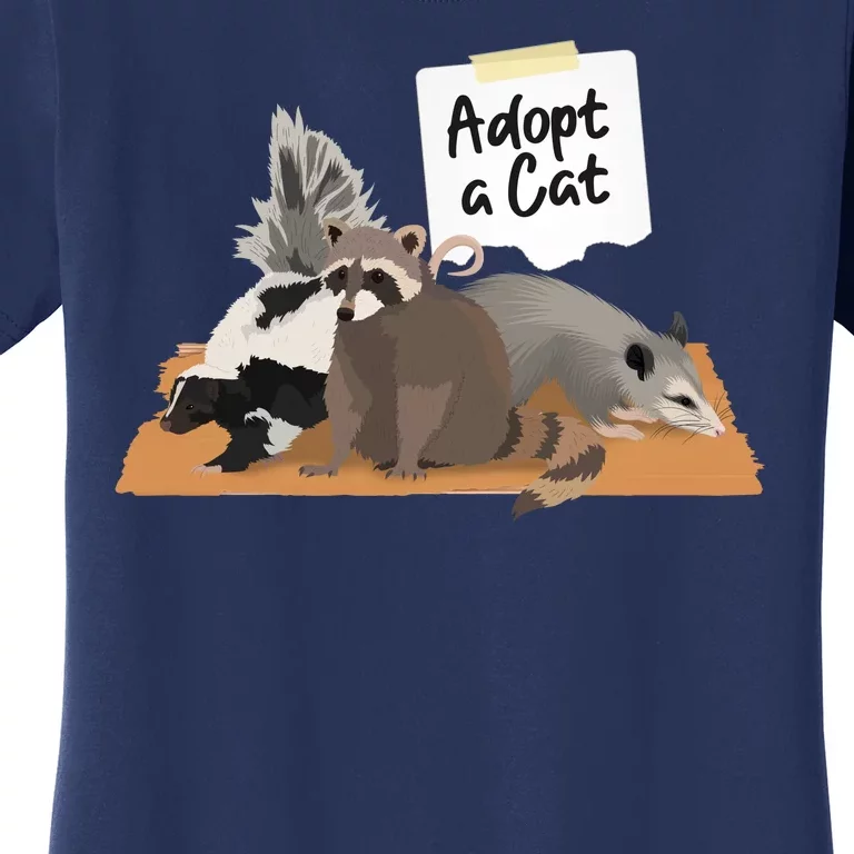 Funny Cute Adopt A Cat Skunk Raccoon Opossum Women's T-Shirt