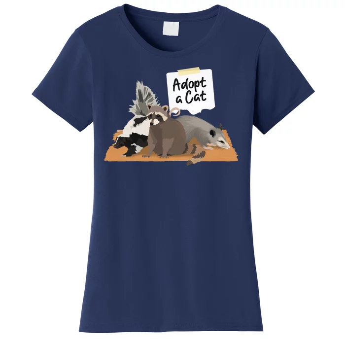 Funny Cute Adopt A Cat Skunk Raccoon Opossum Women's T-Shirt