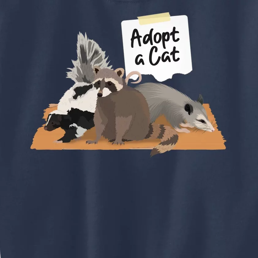 Funny Cute Adopt A Cat Skunk Raccoon Opossum Kids Sweatshirt