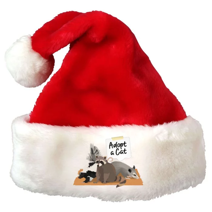 Funny Cute Adopt A Cat Skunk Raccoon Opossum Premium Christmas Santa Hat