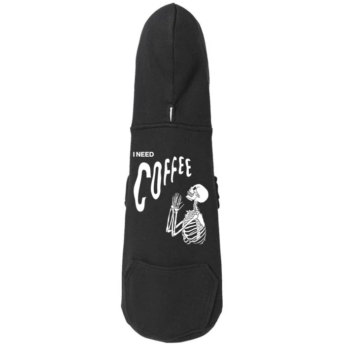 Funny Caffeine Addict Skeleton Coffee Doggie 3-End Fleece Hoodie