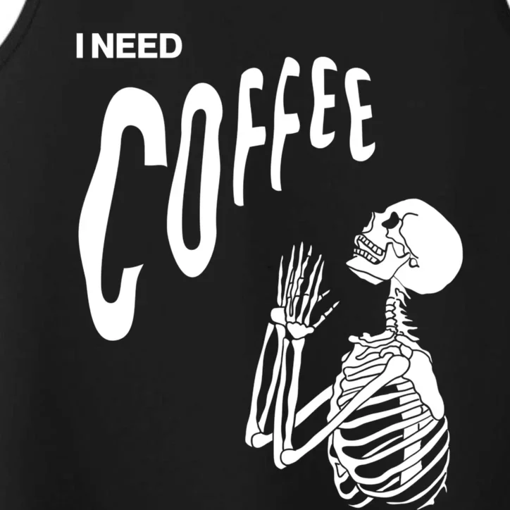 Funny Caffeine Addict Skeleton Coffee Performance Tank