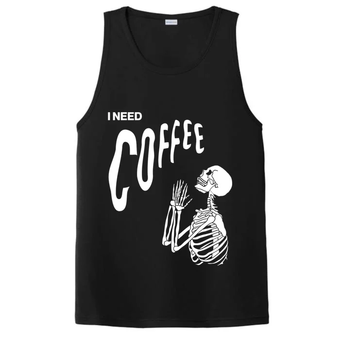 Funny Caffeine Addict Skeleton Coffee Performance Tank