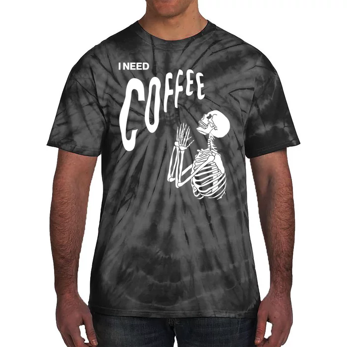 Funny Caffeine Addict Skeleton Coffee Tie-Dye T-Shirt