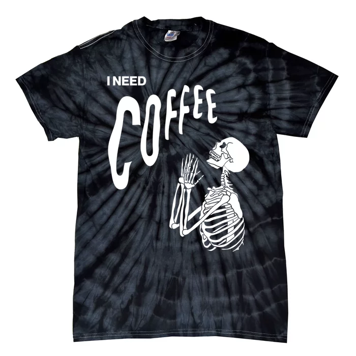 Funny Caffeine Addict Skeleton Coffee Tie-Dye T-Shirt