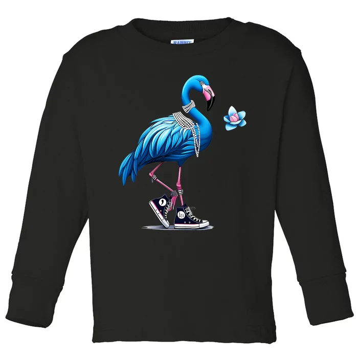 Flamingo Chucks And Pearls Comma La Kamala 2024 Toddler Long Sleeve Shirt