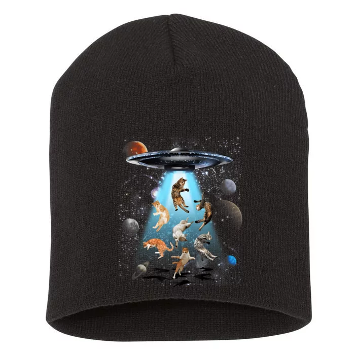 Funny Cat Astronaut Outer Space Watercolor Splash Cat Lover Short Acrylic Beanie