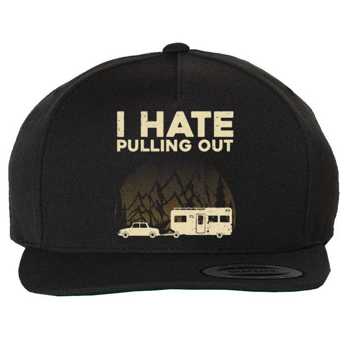 Funny Camping Art For Camping Trailer Camper Wool Snapback Cap