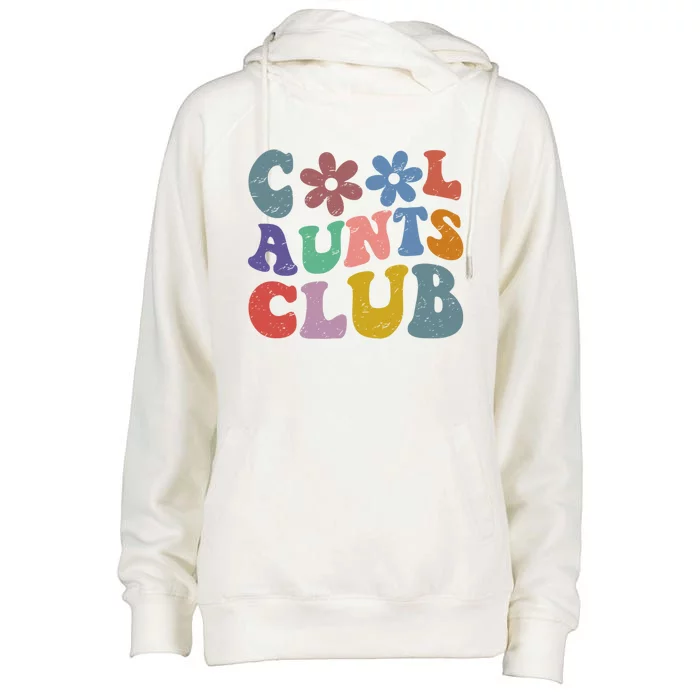 Floral Cool Aunts Club Groovy Aunt Sister Auntie Gift Womens Funnel Neck Pullover Hood