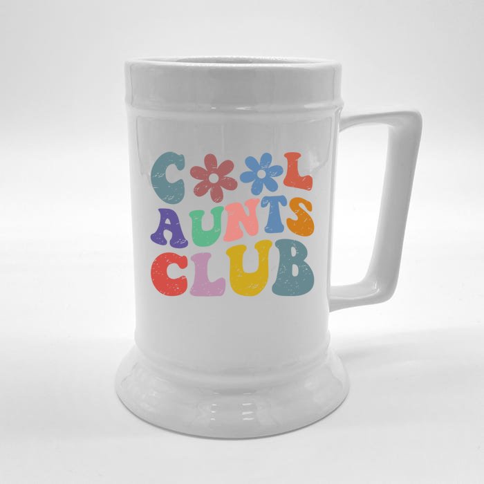 Floral Cool Aunts Club Groovy Aunt Sister Auntie Gift Front & Back Beer Stein