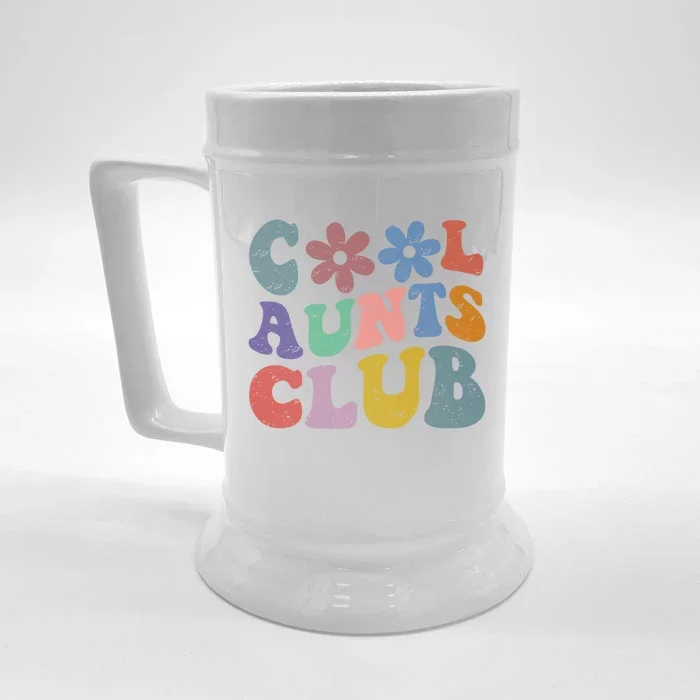 Floral Cool Aunts Club Groovy Aunt Sister Auntie Gift Front & Back Beer Stein