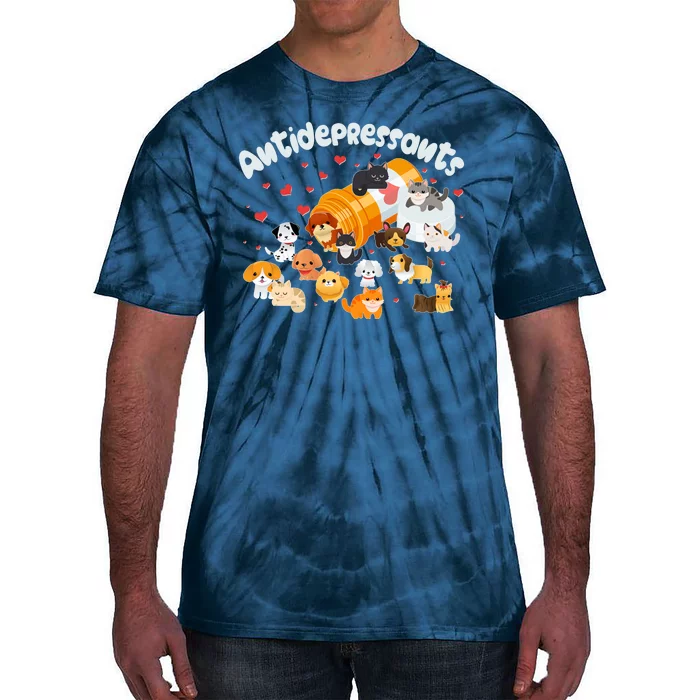 Funny Cute Antidepressants Pets Puppies And Kittens Tie-Dye T-Shirt