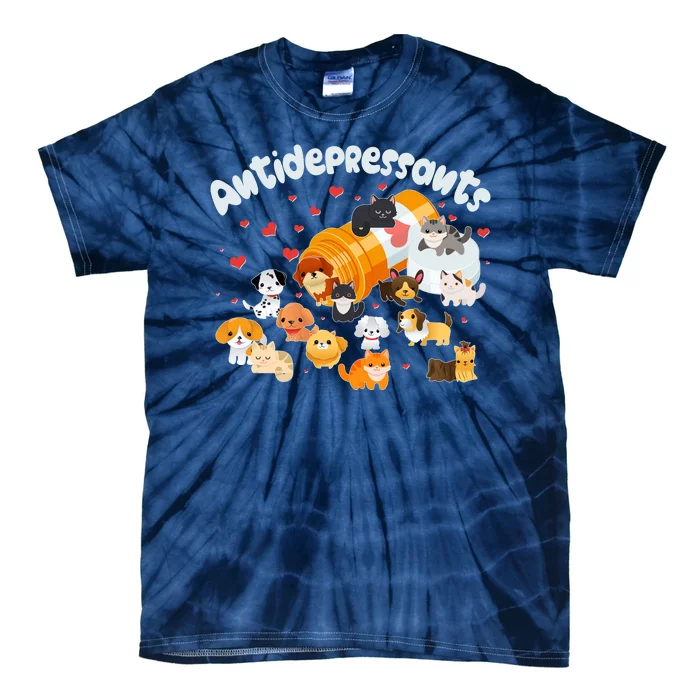 Funny Cute Antidepressants Pets Puppies And Kittens Tie-Dye T-Shirt