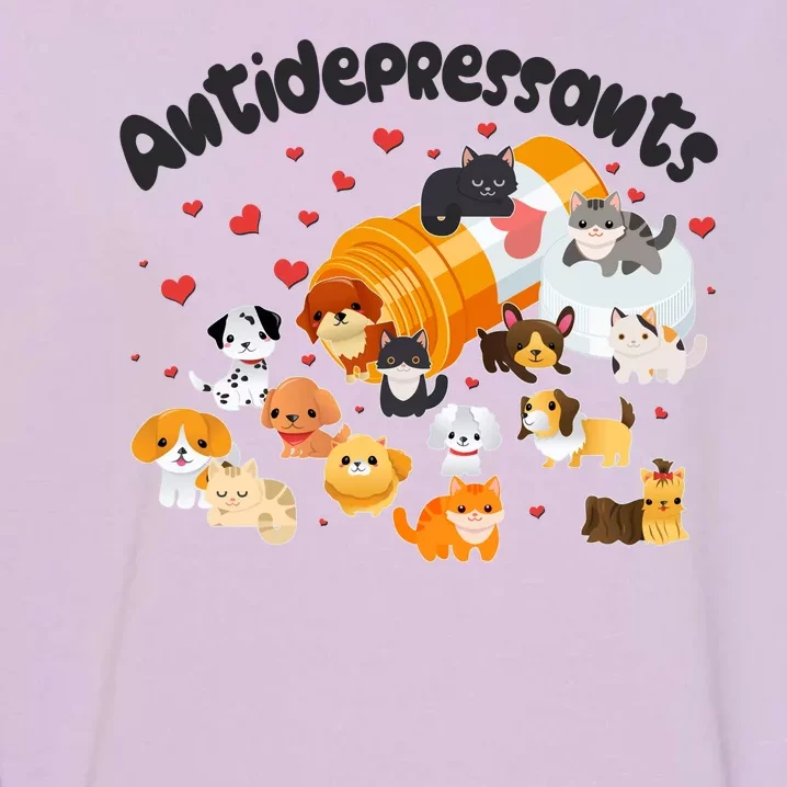 Funny Cute Antidepressants Pets Puppies And Kittens Garment-Dyed Sweatshirt