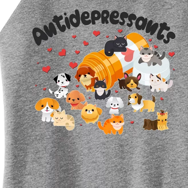 Funny Cute Antidepressants Pets Puppies And Kittens Women’s Perfect Tri Rocker Tank