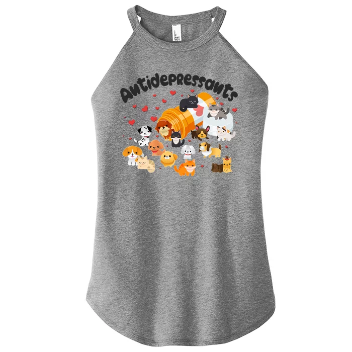 Funny Cute Antidepressants Pets Puppies And Kittens Women’s Perfect Tri Rocker Tank