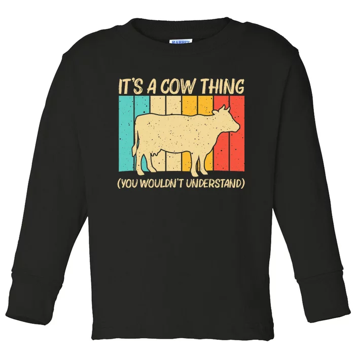 Funny Cow Art For Cow Farmer Dairy Farming Lover Toddler Long Sleeve Shirt