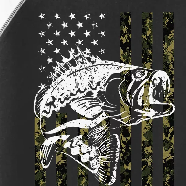 Fishing Camouflage American Flag Fish Bass Fish Fisherman Toddler Fine Jersey T-Shirt