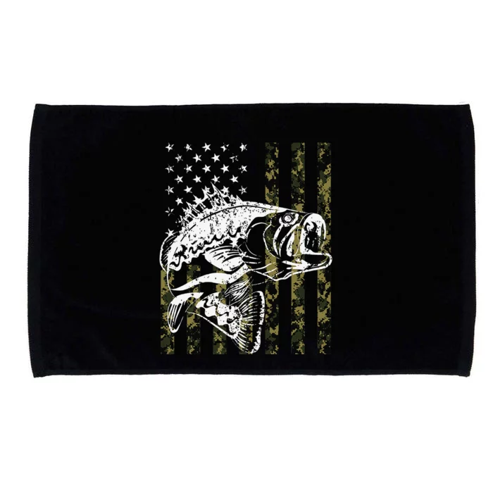 Fishing Camouflage American Flag Fish Bass Fish Fisherman Microfiber Hand Towel