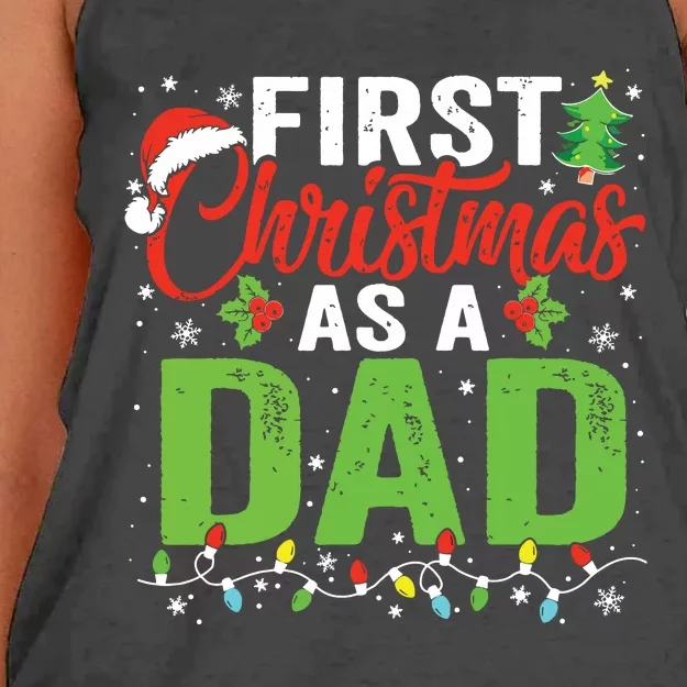 First Christmas As A Dad Xmas Lights New Dad Christmas Women's Knotted Racerback Tank