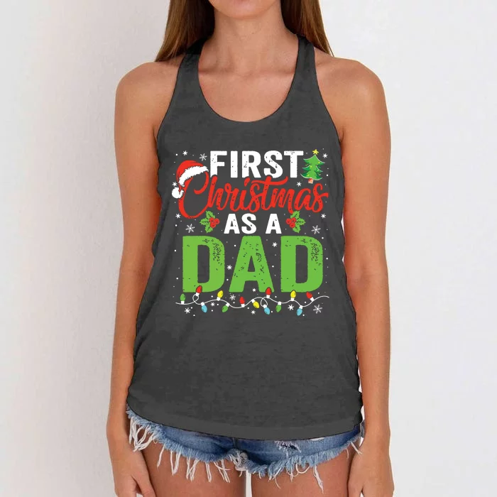 First Christmas As A Dad Xmas Lights New Dad Christmas Women's Knotted Racerback Tank