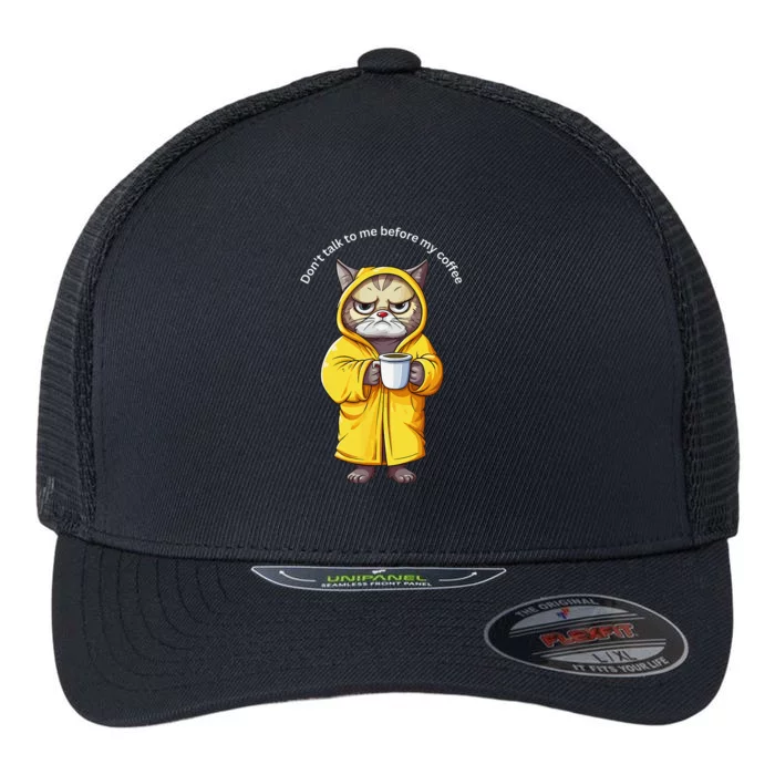 Funny Cats and Morning Coffee Flexfit Unipanel Trucker Cap