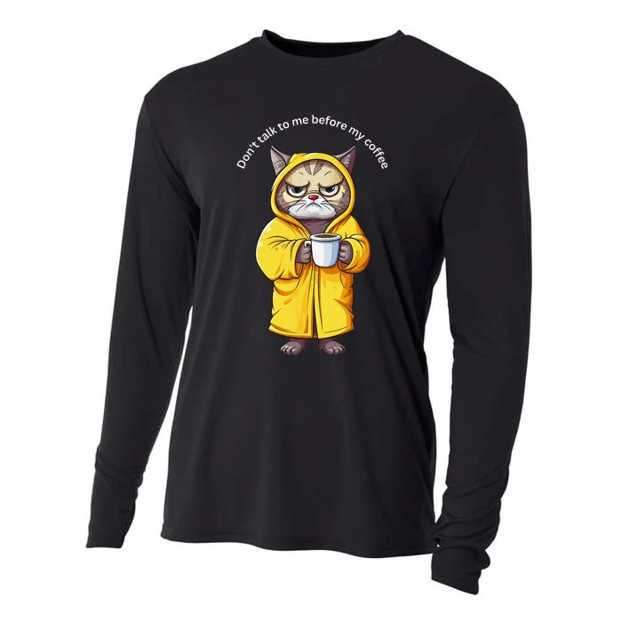 Funny Cats and Morning Coffee Cooling Performance Long Sleeve Crew