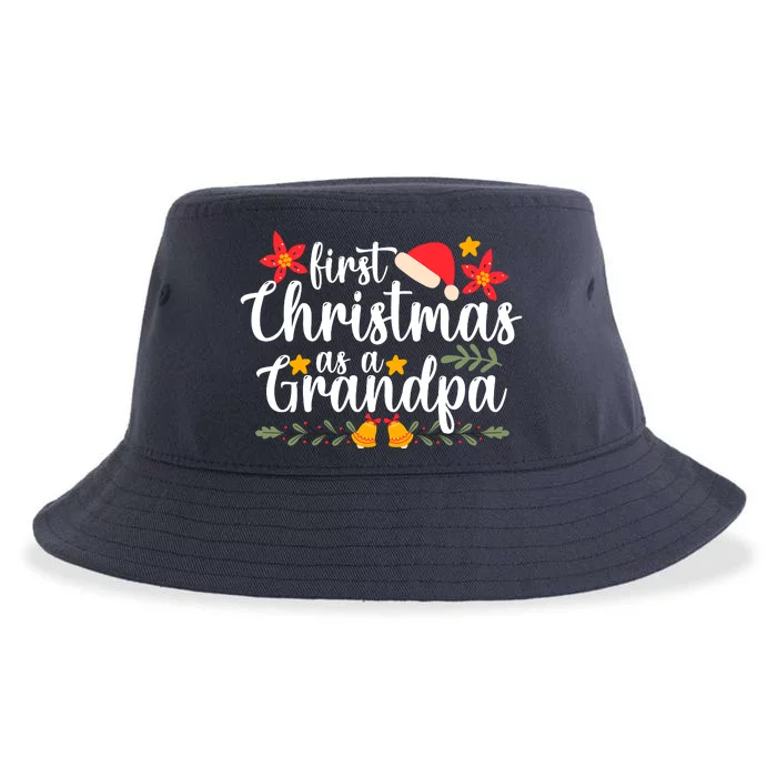 First Christmas As A Grandpa Funny Xmas Christmas Sustainable Bucket Hat