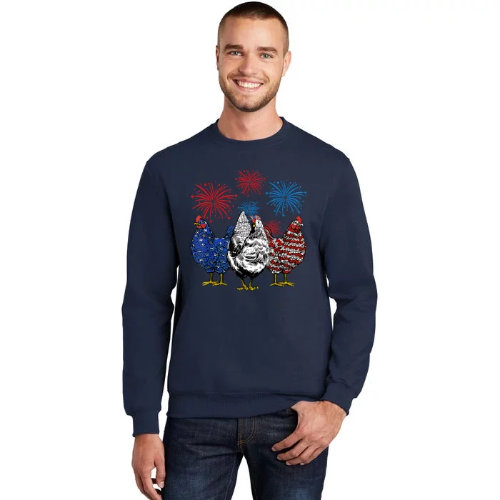 Funny Chickens American Flag Patriotic Farmer 4th Of July Sweatshirt