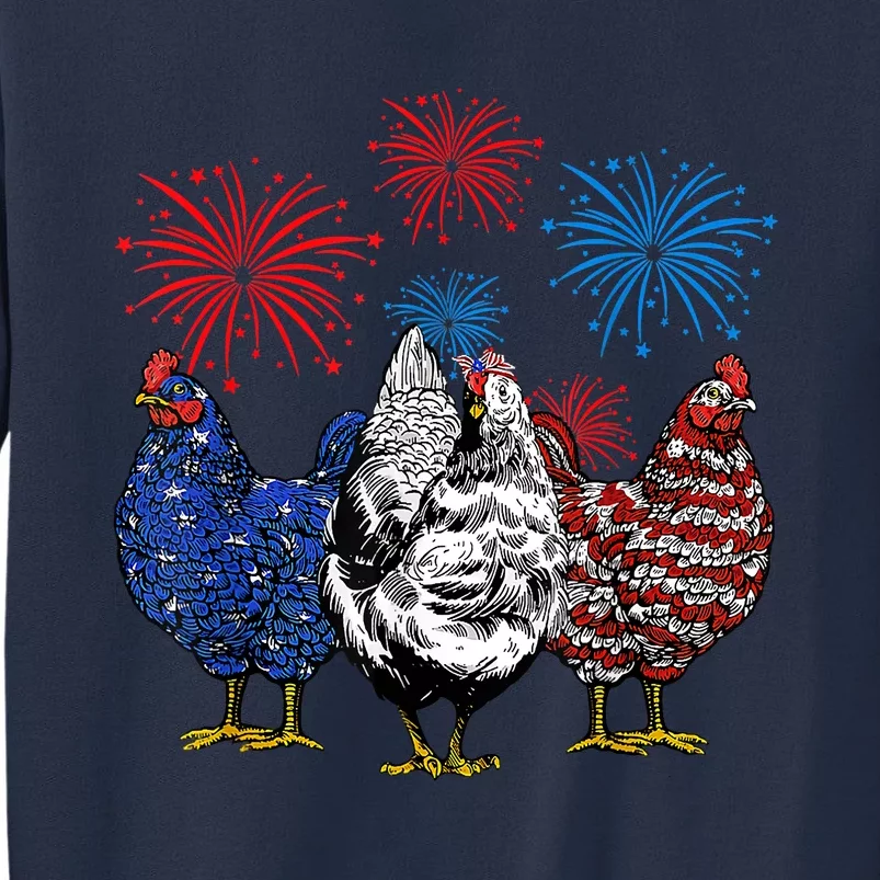 Funny Chickens American Flag Patriotic Farmer 4th Of July Sweatshirt