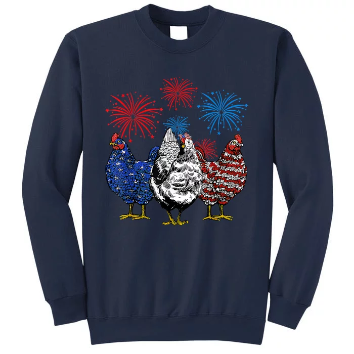 Funny Chickens American Flag Patriotic Farmer 4th Of July Sweatshirt