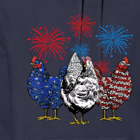 Funny Chickens American Flag Patriotic Farmer 4th Of July Premium Hoodie