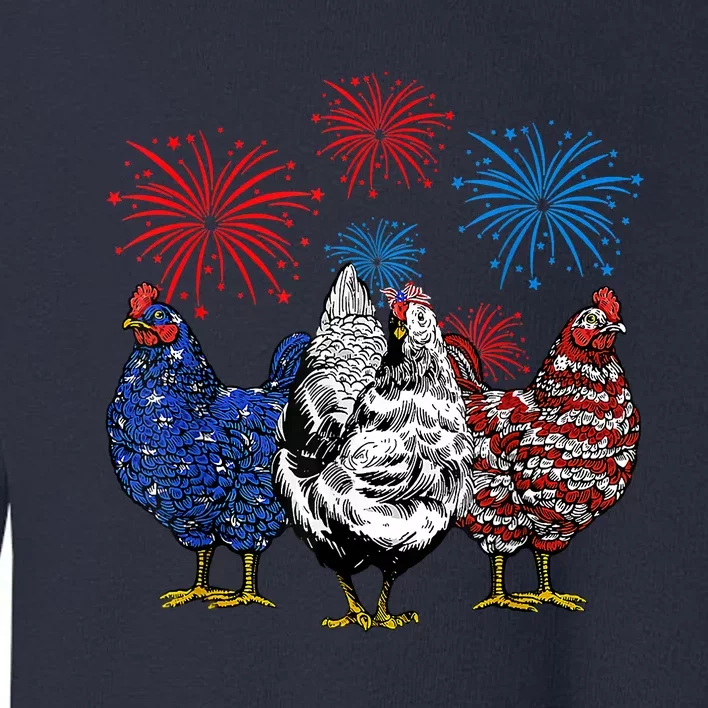 Funny Chickens American Flag Patriotic Farmer 4th Of July Toddler Sweatshirt