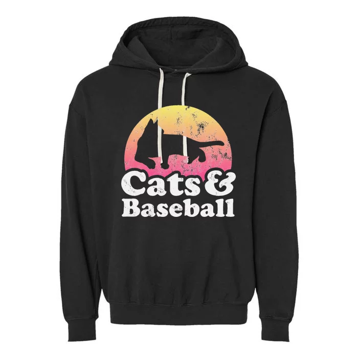 Funny Cats and Baseball Cat and Baseball player Garment-Dyed Fleece Hoodie