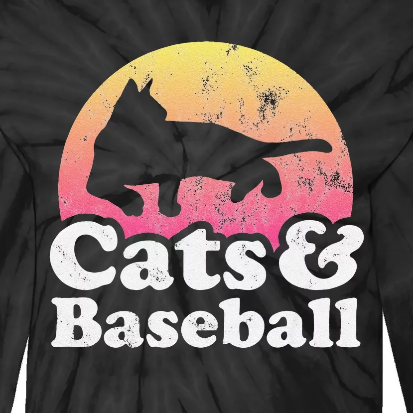 Funny Cats and Baseball Cat and Baseball player Tie-Dye Long Sleeve Shirt