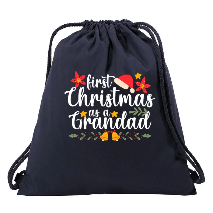 First Christmas As A Grandad Funny Xmas Christmas Drawstring Bag