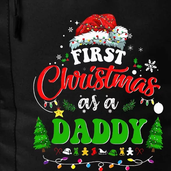 First Christmas As A Daddy Santa Hat Ugly Xmas 2024 Daily Commute Backpack