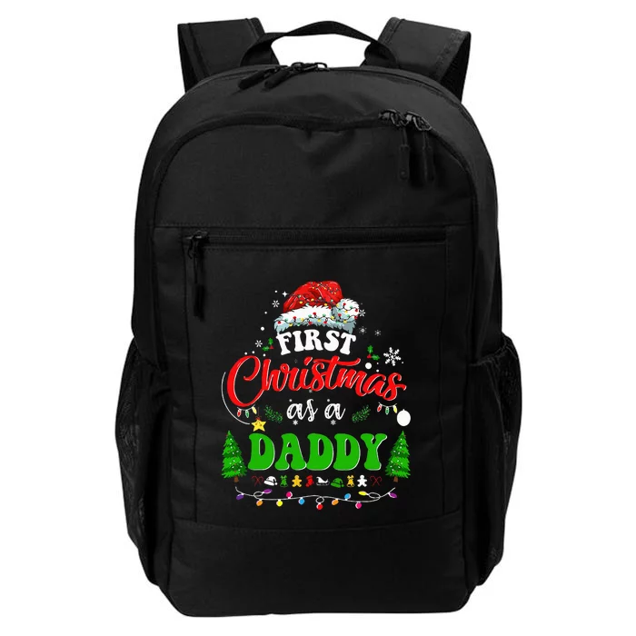 First Christmas As A Daddy Santa Hat Ugly Xmas 2024 Daily Commute Backpack