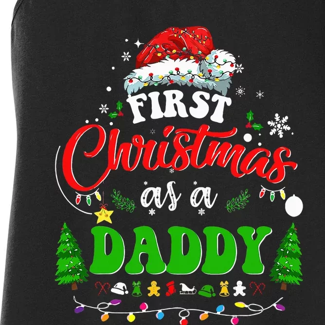 First Christmas As A Daddy Santa Hat Ugly Xmas 2024 Women's Racerback Tank