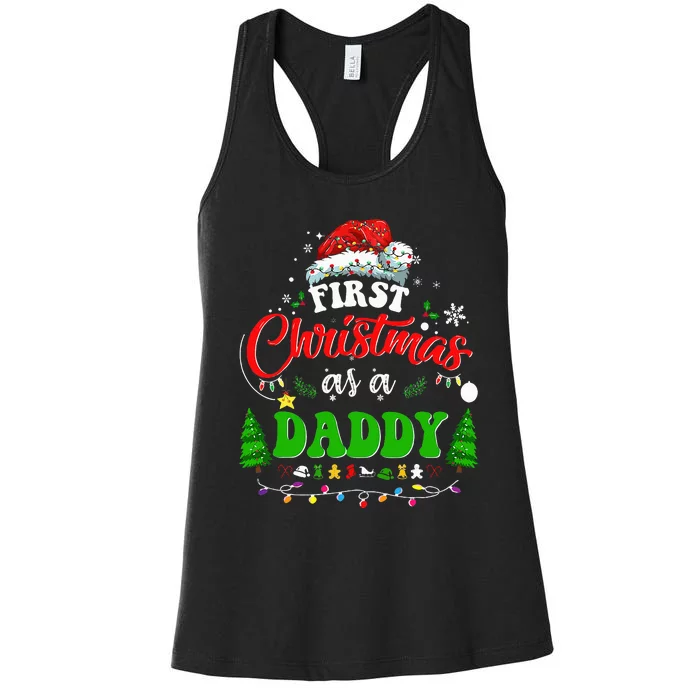 First Christmas As A Daddy Santa Hat Ugly Xmas 2024 Women's Racerback Tank