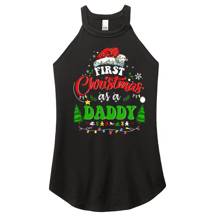 First Christmas As A Daddy Santa Hat Ugly Xmas 2024 Women’s Perfect Tri Rocker Tank