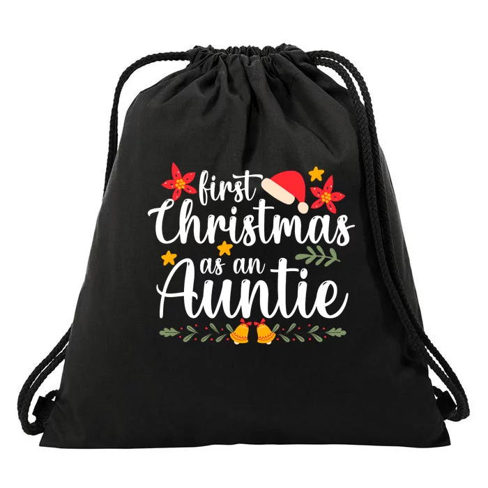 First Christmas As An Auntie Drawstring Bag