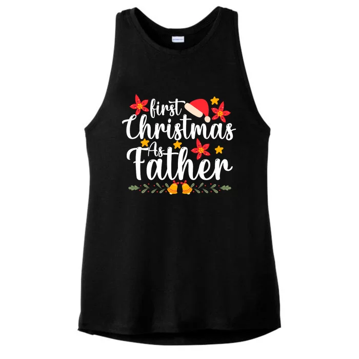 First Christmas As Father Funny Xmas Christmas Ladies Tri-Blend Wicking Tank