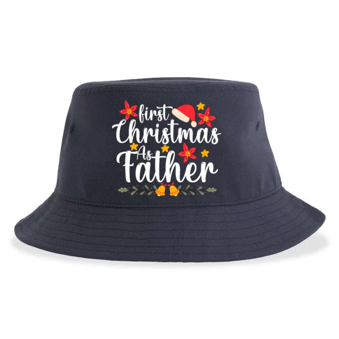 First Christmas As Father Funny Xmas Christmas Sustainable Bucket Hat